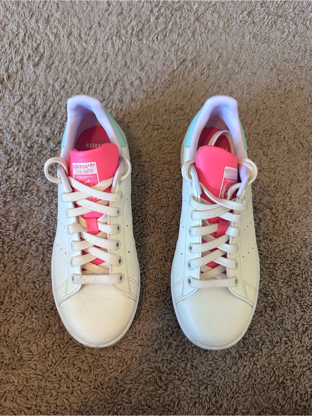 Adidas Stan Smith Primegreen Sneakers Pastel Pink & Mint Size 7 (ART G55669)
